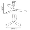 BOATE Stropní pokojový ventilátor, základna kov povrch nikl mat, 3 dřevěné lopatky dekor tmavý ořech, 3 rychlosti 25W/50W/90W, 230V, IP20, Hz50-60, d=1680mm, l=335-mm, vč dálkového ovladače náhled 5
