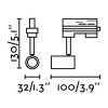 HUBIR 1x8W GU10 Bodové svítidlo na lištu, nastavitelný směr svícení, základna kov, těleso kov, povrch lak černá mat, pro žárovku 1x8W, GU10, 230V, IP20, tř.1. rozměry 130x32x100mm náhled 5