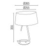 LETO T Stolní lampa, těleso kov, povrch bílá, stínítko textil černý, pro úspornou žárovku 1x20W E27, 230V, IP20, h=355mm, s vypínačem náhled 3