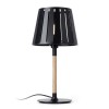 LOXO T Stolní lampa, materiál klobouk kov, povrch černá, noha dřevo pro žárovku 1x40W E14, 230V, IP20, rozměry d=215mm, h=405mm, vypínač na kabelu
