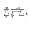 LILETA Nástěnná lampa, základna, stínítko a nastavitelné remano kov, povrch černá, pro žárovku 1x20W, E14, 230V, IP20, tř.2, rozměry rameno l=420mm, přívodní kabel 1,8m, vč. vypínače náhled 2