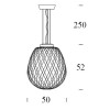 PINECONE Závěsné svítidlo, základna kov, těleso kov, povrch chrom stříbrná lesk, krycí sklo čiré, pro žárovku 1x116W, E27, 230V, IP20, tř.1. rozměry d=300mm h=360mm, včetně závěsu l=2500mm, lze zkrátit náhled 4