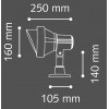 RITTA 1x60W E27 IP66 Přisazené venkovní bodové svítidlo, nastavitelný směr svícení, těleso hliník, povrch šedočerná antracit, sklo čiré, pro žár. 1x60W, E27, 230V, IP66, tř.1, rozměry d=160mm, v=140mm, h=250mm náhled 3