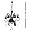 POPPY 9X60W E27 Závěsné svítidlo, lustr 6 ramen, těleso kov, povrch mosaz antická, detaily reliéfní ozdoby, dif jantar sklo čiré se střapci, pro žár 9x60W, E27, 230V, IP20, tř.1, d=750mm, vč závěsu l=1700mm  náhled 5