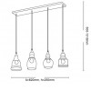 GERTA 4x60W E27 Závěsné svítidlo, zákl. kov, povrch černý mat, dekor. přír. dřevo, sklo čiré, pro žárovku 4x60W E27, 230V, tř.1, IP20, rozměry š=820mm,h=250mm, záv. kabel s černou textilií l=500-1310mm, lze  náhled 2