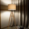 MIDGE 1x60W E27 Stojací pokojová lampa, trojnožka dřevo, povrch světlé dřevo, nosič kov chrom, stínítko textil hnědá, pro žárovku 1x60W, E27, 230V, IP20, tř.2, rozměry d=495mm, h=1610mm náhled 3