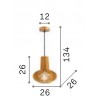 LEMONEN II Závěsné svítidlo, základna dřevo, stínítko dřevo světlé, pro žárovku 1x60W, E27, 230V, IP20, tř.2, rozměry d=260mm, h=260mm, vč. závěs kabelu l=1340mm, lze zkrátit. náhled 3