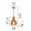 LEMONEN III Závěsné svítidlo, základna dřevo, stínítko dřevo světlé, pro žárovku 1x60W, E27, 230V, IP20, tř.2, rozměry d=200mm, h=275mm, vč. závěs kabelu l=1420mm, lze zkrátit. náhled 3