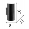DRINK Přisazené nástěnné svítidlo, těleso kov, tvar válec, povrch černá, pro žárovku 2x28W, GU10, 230V, IP20, tř.1, rozměry š=80mm, v=180mm, h=110mm, svítí nahoru/dolů. náhled 9