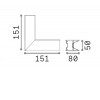 HEMOR CORNER BL Spojka profilu, zaslepený roh, horizontální, rohová 90°, materiál hliník, povrch bílá, rozměry 151x151x80mm. náhled 2