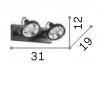 GEJER II Nástěnné svítidlo nebo stropní přisazené svítidlo, nastav. směr svícení, těleso kov, povrch černá, pro žárovku 2x50W, GU10, 230V, IP20, tř.1, rozměry 310x120x190mm. náhled 3