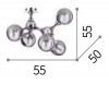 PETER  E14 Stropní přisazené svítidlo, těleso kov, povrch chrom, difuzor sklo, pro žárovku 5x40W, E14, 230V, IP20, tř.1, Ra80, rozměry 550x550x500mm. náhled 2