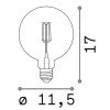 AAA E27 X LED žárovka, těleso kov zlatá, krycí sklo jantar, LED 4W, E27, teplá 2200K, 380lm, Ra80, 230V, tř.1, rozměry d=115mm, h=170mm. náhled 2