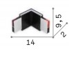 HEMSE CORNER HL Spojka profilu, rohová 90°, materiál hliník, povrch černá, LED 3W, teplá 3000K ,350lm, 230V, IP20, tř.3, rozměry 140x95x20mm. náhled 4