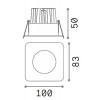 HUKEL IV SQ Vestavné stropní bodové svítidlo, čtvercové, těleso hliník, povrch bílá, LED 8W, teplá 3000K, 800lm, 230V, do koupelny IP65, tř.2, rozměry 100x83mm, h=50mm. náhled 3