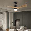 DEDICA venti II 18W, TUYA-W Stropní ventilátor s osvětlením, základna kov, černá, lopatky dřevo, dif plast opál, LED 18W, smart TUYA, WiFi, dálk ovl. nebo mob. tel. CCT nastav. teplá 3000K-denní 6000K, 230V, d=1320mm, h=550mm náhled 4