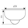 RUT Stropní čidlo pohybu, úhel 360°, dosah max 6m, čas sepnutí 10s-10minut, nast sep somraku, zátěž max 500W/300W, 230V, IP20 d=115mm, h=55mm náhled 3