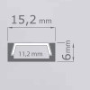 PROLED-03 PŘISAZENÝ HLINÍKOVÝ profil pro LED pásek Přisazený hliníkový profil eloxovaný, pro instalaci LED pásků šířky max w=10mm, rozměry 15,2x6mm, l=3m, difuzor SAMOSTATNĚ náhled 6