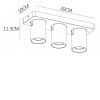 SJERN III, 3x5W, GU10 Stropní přisazené bodové svítidlo, nastavitelný směr svícení, těleso kov, povrch bílá, pro žárovku 3x5W, GU10, 230V, IP20, tř.1. rozměry 300x100mm, h=113mm. náhled 4