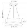 AMADORE Stropní závěsné svítidlo, těleso kov, povrch bílá, LED 39W, 2340lm, teplá 3000K, stmívatelné TRIAC, 230V, IP20, tř. 1, rozměry: d=600mm, h=110mm, vč. závěs lanka h=1420mm, lze zkrátit. náhled 3