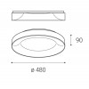 CAHORS LED CCT 3000K/4000K kruhové Stropní svítidlo, těleso hliník, povrch bílá, difuzor plast opál PMMA, LED 40W, 2430lm, přepínatelná teplita CCT teplá 3000K, neutrální 4000K, stmív DALI, 230V, IP20, rozměry d=480mm, h=90mm náhled 3