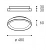 LEGNICA C Stropní svítidlo, těleso hliník, povrch černá, difuzor plast opál, LED 60W, 4200lm, přepín teplota CCT teplá 3000K, neutrální 4000K, stmív. TRIAC, 230V, IP20, rozměry d=780mm, h=60mm. náhled 4