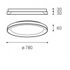 LEGNICA C Stropní svítidlo, těleso hliník, povrch černá, difuzor plast opál, LED 60W, 4200lm, přepín teplota CCT teplá 3000K, neutrální 4000K, stmív. TRIAC, 230V, IP20, rozměry d=780mm, h=60mm. náhled 5
