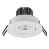 Podhledové bodové svítidlo LED Vestavné, stropní svítidlo, výklopné +-20°, těleso hliník, povrch bílá, LED 6W, 650lm, teplá 3000K, Ra80, stmív DALI/PUSH, 230V, IP20, tř.1, rozměry d=92mm, h=61mm náhled 1