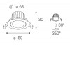 JAWORR 2W Vestavné, stropní svítidlo, nastavitelný směr svícení, těleso hliník, povrch bílá, LED 8W, 735lm, neutrální 4000K, 230V, IP65, rozměry d=80mm, h=30mm. náhled 3