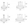Závěsné svítidlo Závěsné svítidlo, těleso hliník, bílá, difuzor plast opál, LED 60W, 3900lm, CCT přepín teplota teplá 3000K neutrální 4000K, Ra80, stmív DALU/PUSH, 230V, IP20, d=600mm, h=1300mm, vč záv lanka lze zkr náhled 2