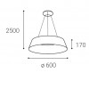 PIENSK Závěsné svítidlo, hliník, bílá, dif plast opál, LED 80W, 4400lm, přep teplota CCT teplá 3000K, neutr 4000K, stmív. DALI/PUSH, 230V, IP20, d=780mm, h=180mm, vč záv lanka h=2500mm, lze zkr náhled 4