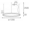 CHATOU S Závěsné svítidlo, hliník, bílá, difuzor plast opál, LED 42W, 3400lm, teplá 3000K, stmív DALI/PUSH, 230V, IP20, tř.1, rozměry d=600mm, vč závěsu l=1200mm lze zkrátit náhled 5