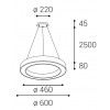 Závěsné svítidlo Závěsné svítidlo, hliník, bílá, difuzor plast opál, LED 50W, 3900lm, přepínatelná teplota CCT teplá 3000K, neutr 4000K, Ra80, stmív TRIAC, 230V, IP20, rozměry d=600mm, h=85mm, závěs 2500mm náhled 5