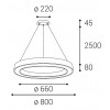 Závěsné svítidlo Závěsné svítidlo, hliník, bílá, difuzor plast opál, LED 60W, 4700lm, přepínatelná teplota CCT teplá 3000K, neutr 4000K, Ra80, stmív DALI/PUSH, 230V, IP20, rozměry d=800mm, h=85mm, závěs 2500mm náhled 6