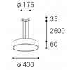 CAMB SLSU Závěsné svítidlo, hliník, černá, difuzor plast opál, LED 60W, 4200lm,  přepínatelná teplota CCT teplá 3000K, neutrální 4000K, Ra80, 230V, IP20, rozměry d=600mm, h=60mm, lank závěs 2400mm náhled 9