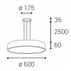 CAMB SLSU Závěsné svítidlo, hliník, černá, difuzor plast opál, LED 60W, 4200lm,  přepínatelná teplota CCT teplá 3000K, neutrální 4000K, Ra80, 230V, IP20, rozměry d=600mm, h=60mm, lank závěs 2400mm náhled 10