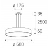 CAMB SLSU Závěsné svítidlo, hliník, černá, difuzor plast opál, LED 80W, 5600lm, přepín teplota CCT teplá 3000K, neutrální 4000K, Ra80, 230V, IP20, rozměry d=800mm, h=60mm, lank záv 2400mm náhled 10