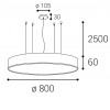 CAMB SLSU Závěsné svítidlo, hliník, černá, difuzor plast opál, LED 80W, 5600lm, přepín teplota CCT teplá 3000K, neutrální 4000K, Ra80, stmív TRIAC, 230V, IP20, rozměry d=800mm, h=60mm, lank záv 2400mm náhled 11