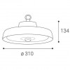 ASTER 100W-200W, IP65 Závěsné průmyslové svítidlo, těleso hliník, černá, dif plast, nast. LED 100W-200W, 16500lm-300000lm, neutr 4000K, Ra80, stmív 0-10V, vyzař. úhel 90°, IK10, 230V, IP65, rozměry d=310mm, h=134mm. náhled 3