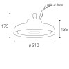 ASTER 100W-200W, CCT IP65 Závěsné průmyslové svítidlo, těleso hliník, černá, dif plast opál, LED 100W-200W, 16500-33000lm, nast. CCT  neutr 4000K-denní 5000K, stmív. 0-10V, Ra80, vyzař. úhel 90°, 230V, IP65, d=310mm, h=175mm. náhled 3