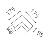 BARTOU spojka L Stropní přisazené svítidlo, spojka L, těleso hliník, povrch černá, difuzor plast opál, rozměry 175x175x85mm. náhled 3