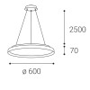 RANDY S Závěsné svítidlo, hliník, zlatá, difuzor plast opál, LED 88W přepínatelná teplota CCT teplá 3000K-neutrální 4000K, Ra90, stmívání TRIAC, 230V, IP20, d=800mm, h=70mm, závěs l=2500mm náhled 12