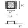 CELLULAR LED 9 FRAMELESS Stropní, vestavné, bodové, bezrámečkové svítidlo, těleso kov, povrch bílá, komínek černá, LED 20W, teplá 2700K, 1000lm, vyzař. úhel 50°, Ra90, 700mA, UGR<13, IP20, 90x90x50mm náhled 3