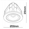 BARBATA LED 1W IP44 Vestavné stropní svítidlo, materiál hliník, povrch stříbrná, LED 1W, teplá 3000K, 40lm, 3,1-3,9V, 350mA, do koupelny IP44, tř.3, rozměry d=30mm, h=25mm náhled 9