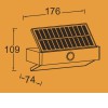 SOLAR AR 2W PIR Nástěnné svítidlo plast černá, PIR senzor pohybu záběr 120°, čas 30s, dosah 10m, LED 2W, 150lm, neutr 4000K, Ra80, napájení solární panel, baterie, výdrž svíc 2h, nebo 120 zap/vyp, IP44, 180x95x48mm náhled 8