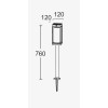 FAMILIS FL 1x2W, PIR Sloupkové solární svítidlo, PIR senzor, záběr 120°, dosah 10m, hliník, černá mat, krycí sklo čiré, pro žárovku 1x2W, stmív STEP, P44, tř.3, 120x120mm, h=760mm, bodec do záhonu náhled 5