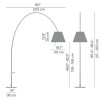 LADY Stojací oblouková lampa, základna kov, povrch lak černá mat, pro žárovku 1x250W, E27, 230V, stmív, IP20, tř.2. rozměry základna l=2030mm, max h=2500mm, pouze základna, stínítko dodáváno samostatně náhled 4