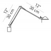 D12ELa45 BERENICE 45 PARETE Nástěnná lampa, těleso hliník, povrch šedostříbrná, pro žárovku 1x35W, G6,35, 230V/12V, IP20, základna d=150mm, dvě ramena 450+450mm, s vypínačem, vč. základny, stínítko SAMOSTATNĚ náhled 7