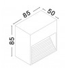 MANSI WALL LED 1x3W 3000K 270LM IP54 220-240V Nástěnné venkovní svítidlo, těleso hliník, povrch tmavě šedá, LED 1x3W, teplá 3000K, 270lm, 230V, IP54, rozměry 85x85x50mm, svítí dolů náhled 2