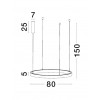 RINGOLI LED 24W UGR<12 Závěsné svítidlo, těleso hliník, černá, pro max 4 segmenty LED á 6W svítí dolů + 10W nahoru, teplá 3000K, Ra80, 230V/24V, IP20, rozměry d= 800mm, vč lank závěsu h=1500mm, segmenty dodávány SAMOSTANĚ náhled 8